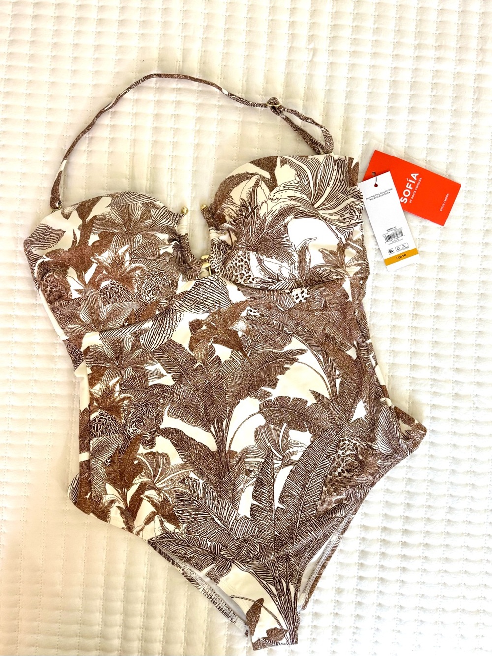 NWT Sofia by Sofia Vergara Bandeau One Piece Swimsuit L - Picture 2 of 15